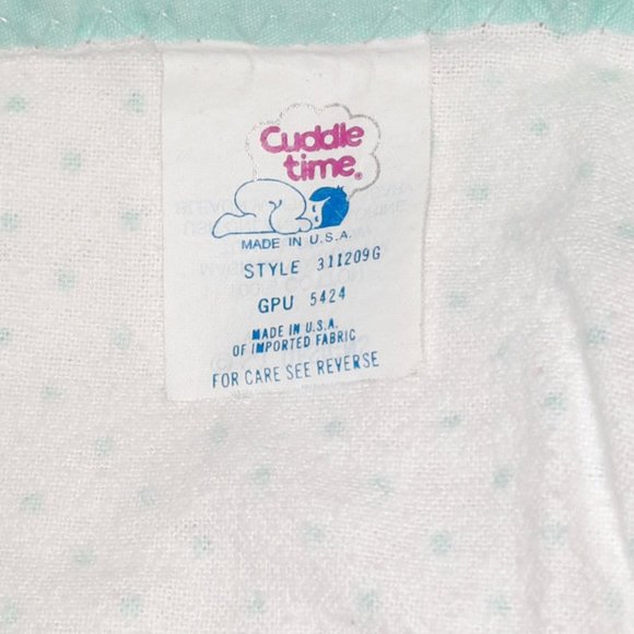 Vintage Cuddle Time Bear BABY Blocks Polka Dot Receiving Security Lovey Blanket - Picture 7 of 8